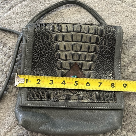 Leather purse with turquoise stone on flap. - Picture 2 of 6